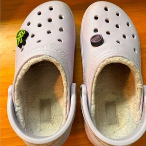 Purple fleece lined Crocs